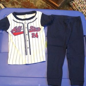 Carter’s Short Sleeve Baseball Shirt and Pants Pajama Set